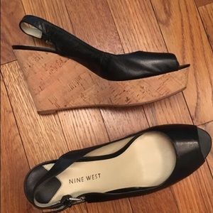 Nine West black wedges